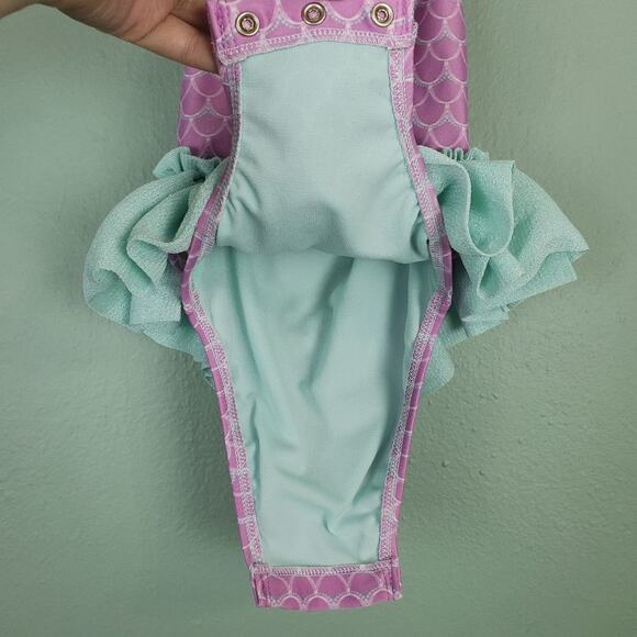Cat & Jack Girl's One Piece Mermaid Purple Green Swimsuit Size 2T - Picture 4 of 6